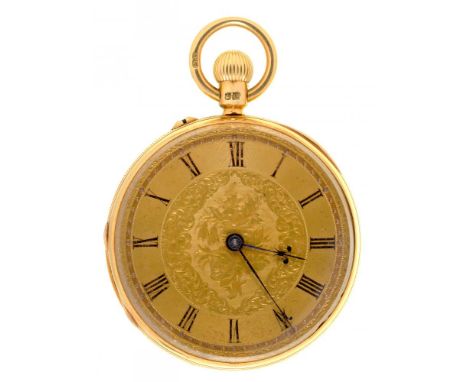 AN ENGLISH 18CT GOLD KEY WOUND/KEYLESS LEVER LADY'S WATCH  JA[ME]S MCCABE, ROYAL EXCHANGE LONDON, 04900 with engraved gold di