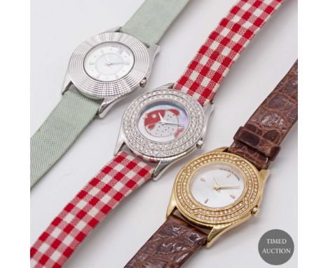 A LOT OF THREE LADIES WATCHES TO INCLUDE TWO 18K SOLID WHITE GOLD &amp; ONE 18K YELLOW GOLD MAUBOUSSIN WRIST WATCHES

CIRCA 1