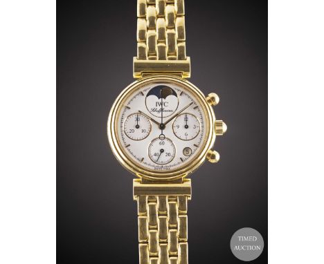 A LADIES 18K SOLID YELLOW GOLD IWC DA VINCI CHRONOGRAPH BRACELET WATCH

CIRCA 1990, REF. 3735
Movement:&nbsp;Quartz.
Case:&nb