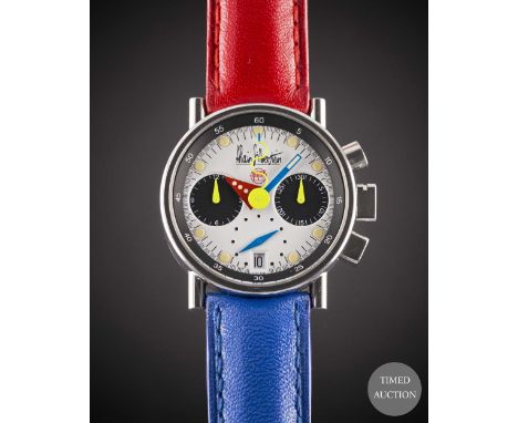 A GENTLEMAN'S SIZE STAINLESS STEEL ALAIN SILBERSTEIN "KRONO A" AUTOMATIC CHRONOGRAPH WRIST WATCH
CIRCA 1990s, LIMITED EDITION