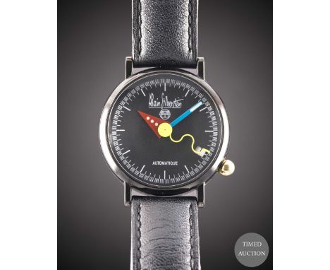 A GENTLEMAN'S SIZE BLACK COATED STAINLESS STEEL ALAIN SILBERSTEIN ARITEK AUTOMATIC WRIST WATCH
CIRCA 1990s, LIMITED EDITION O