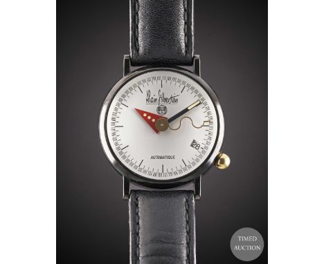 A GENTLEMAN'S SIZE BLACK COATED STAINLESS STEEL ALAIN SILBERSTEIN ARITEK AUTOMATIC WRIST WATCH
CIRCA 1990s, LIMITED EDITION O