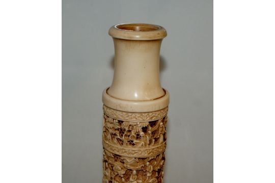 Stunning Chinese Carved Ivory Vase Carved With Typical Chinese