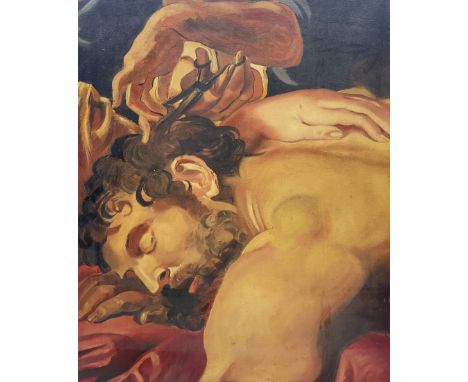 After Peter Paul Rubens (Flemish 1577-1640): Sampson and Delilah, oil on canvas unsigned 74cm x 60cm (unframed)
