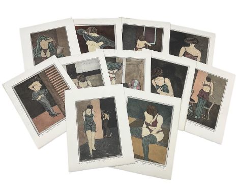Priscella Van Groeningen (Dutch Contemporary): Nude Seated and Standing Studies, set of eleven coloured etchings signed title