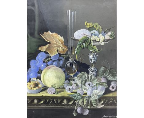George Bridgman (Canadian 1864-1943): Still Life of Fruit and Berries, gouache signed and dated 1919, 39cm x 29cm 