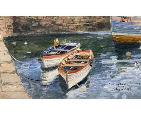 Colin Gibson (Northern Irish 1907-1998): 'Fishing Boats - Annelong' Northern Ireland, acrylic on canvas board signed and titl