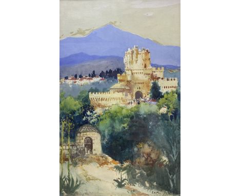 Frank Henry Mason (Staithes Group 1875-1965): Continental Castle - Playing Card Design, watercolour signed with initials, var