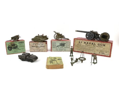 Collection of Britains army vehicles including Royal Artillery Limber No. 1726, 4.7 Naval Gun (Mounted for Field Operations),