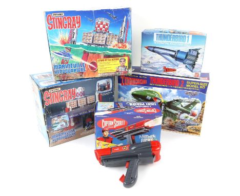 Gerry Anderson Century 21 productions related toys - 2 x Matchbox Thunderbirds Tracy Island, 2 x Matchbox Stingray Marinevill