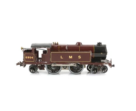 AMENDED DESCRIPTION Original vintage Hornby O Gauge tinplate electric crimson LMS Locomotive 4-4-2T 6954.