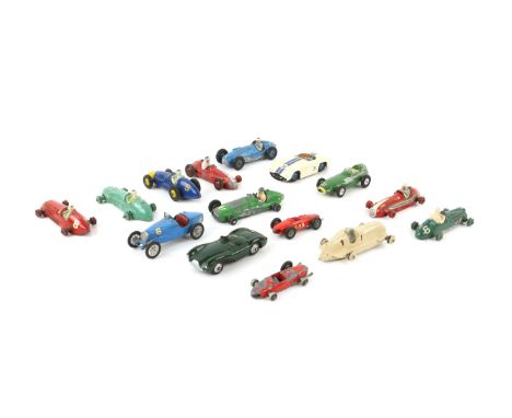 15 early die-cast Dinky, Corgi and other cars including Vanwall, BRM Mk2 Grand Prix, Talbot Lago, Cooper-Bristol, Ferrari, Me