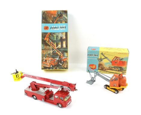 2 Corgi Toys, a Priestman Luffing Shovel 1128 and Simon Snorkel Fire Engine 1127, in original packaging. (2)