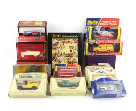 40 + boxed die-cast model cars and trains including Corgi Golden Jubilee Gold Bus, Corgi Classics Morris Minor Van, Dinky Toy