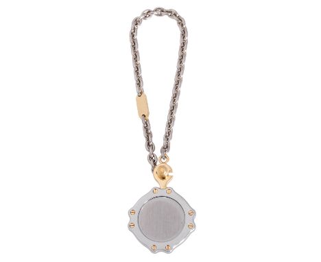 CHOPARD Schlüsselanhänger "St. Moritz", Stahl mit Details aus GG 18K, 10,5 g, 21. Jh., neuwertig, graviert Chopard, St. Morit