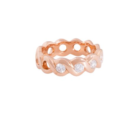 Memoirering mit 5 Brillanten von zus. ca. 0,8 ct (punziert), ca. FW-WEISS (G-H)/VVS-VS, RG 18K, 9,3 g, RW: 58, 20./21. Jh., s