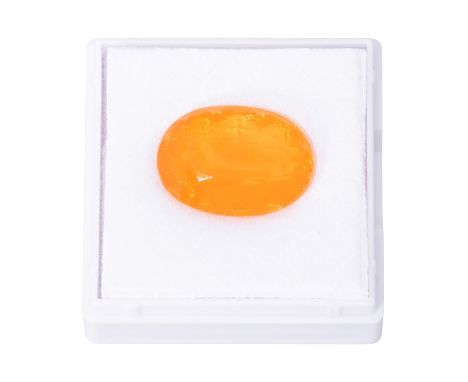 Oval fac. Feueropal von ca. 5,2 ct (19,3 x 14,5 x 9,8 mm), lebhaftes Feuer, Stein rissig. WBW: ca. 150 €/ct. Alle Steine ohne