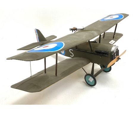 Radio controlled bi-plane, modelled as a British Royal Aircraft Factory S.E.5a fighter aircraft 'F-943', with Saito 45 specia