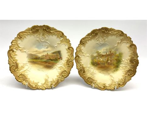 Two Royal China Works Grainger &amp; Company Worcester cabinet plates, the first example hand painted with and titled 'Anne H