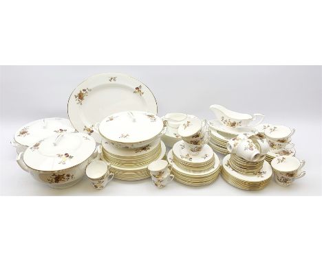 Royal Worcester tea and dinner wares, decorated with fruits upon a white ground, comprising eight dinner plates, eight salad 