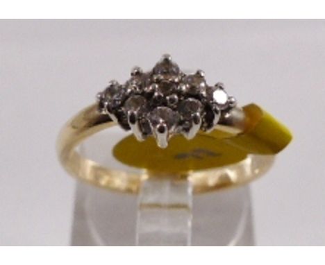 SILVER STONE SET CLUSTER RING. Sterling silver gold plated stone set cluster ring, size M