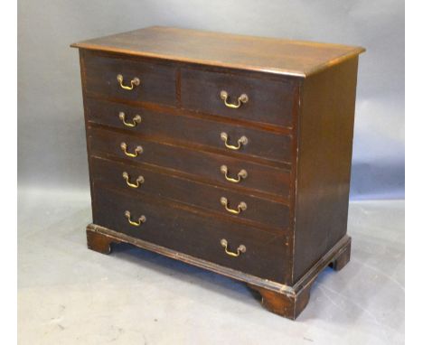 A 19th Century Mahogany Straight Front Chest of Two Short and Four Long Drawers with brass handles, raised upon bracket feet,