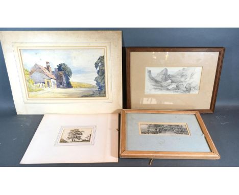 Paul Sandby Munn 'Above the Fall' dated 1805, watercolour, 12 x 23 cms together with two other watercolours and a pen and ink
