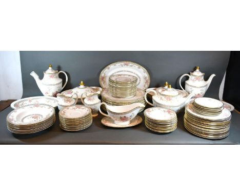 A Royal Doulton Canton Pattern Tea Dinner and Coffee Service comprising coffee pot, teapot, plates, saucers, cups and tureens