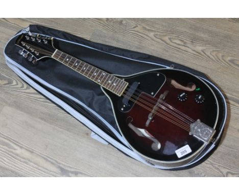 A Stagg electric mandolin with bag, lead etc.  