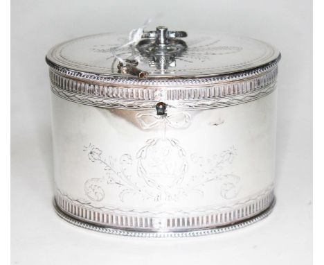 A 19th century Sheffield plate tea caddy, length 12cm.  