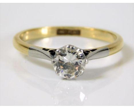 An 18ct gold diamond solitaire ring set with platinum mounted 0.75ct diamond of good colour &amp; clarity 2.5g size O