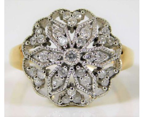 A 9ct gold diamond ring set with 0.5ct diamonds 4.8g size O