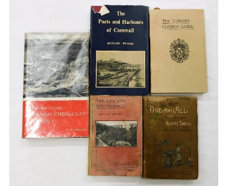 Five Cornish related books including History of Cornish China Clay Industry by R M Barton