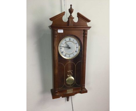 WESTMINSTER WALL CLOCK,80cm high, along with a wall barometer and two table lamps (4)