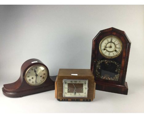 EARLY 20TH CENTURY AMERICAN EIGHT-DAY DUCHESS MANTEL CLOCK,by Gerome &amp; co., 47cm high, along with an Art Deco mantel cloc