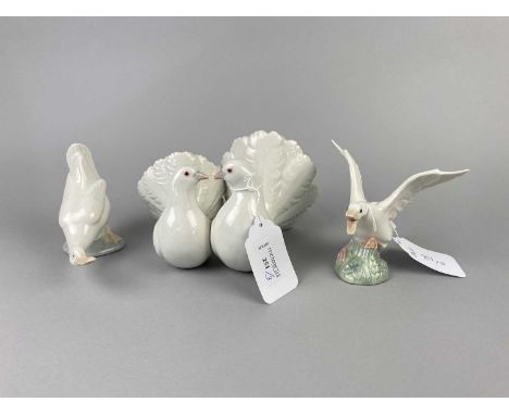 LLADRO GROUP OF DOVES,along with a Ladro figure of a goose and a Nao figure of a goose (3)