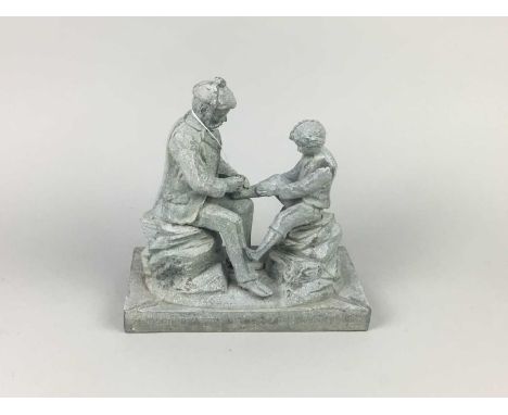 ISDALE &amp; McCALLUM'S SOAP WORKS ADVERTISEMENT CAST METAL FIGURE,inscribed 'Ye Maunna Tramp on the Scotch Thistle, LADDIE',