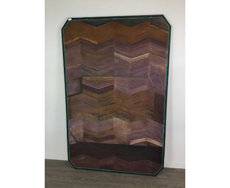 ALFREDO AVELLA,Large Dad’s Army, oil on canvas, along with an abstract work by the same artist (2)