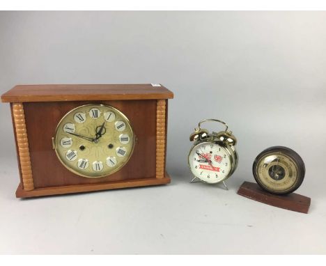 MANTEL CLOCK,along with another and a barometer (3)
