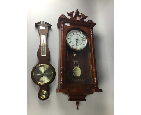 ACTIM WALL CLOCK,along with a barometer, 79cm high (2)
