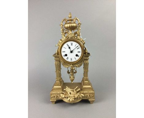 GILTMETAL MANTEL CLOCK,of Neoclassical design, with cherub swing pendulum, by Farcot of Paris, 37.5cm highCondition report: T