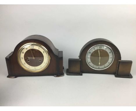 EARLY 20TH CENTURY MAHOGANY MANTEL CLOCK,21cm high, along with three others (4)