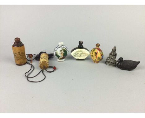 LOT OF ASIAN SNUFF BOTTLES, INRO AND NETSUKE