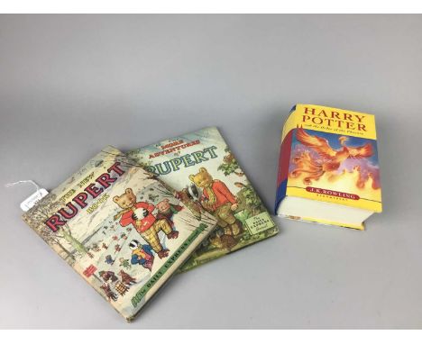 HARRY POTTER AND THE ORDER OF THE PHOENIX FIRST EDITION,along with two vintage Rupert books (3)