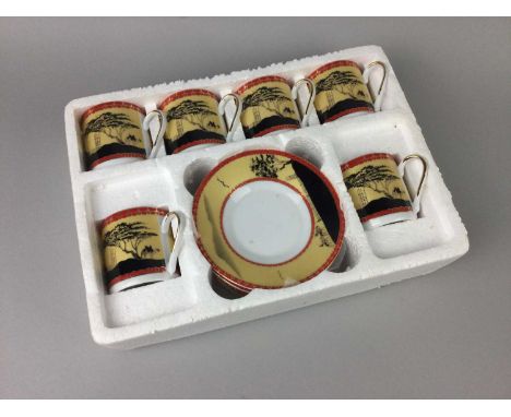 JAPANESE COFFEE SERVICE, in original box, along with Chinese and Japanese plates, bowls and a ceramic coffee pot