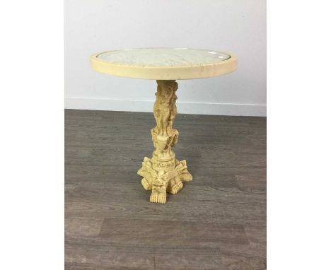 RESIN CIRCULAR TABLE,along with a matching vase (2)