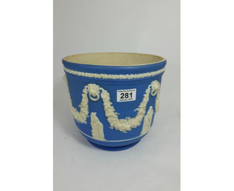 Wedgwood large Blue & white Planter decorated with classical figures, height 24cm diameter 26cm