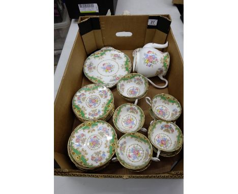 A collection of pottery to include Shelley Sheraton part teaset to include cups, saucers, side plates, sandwich plate etc app