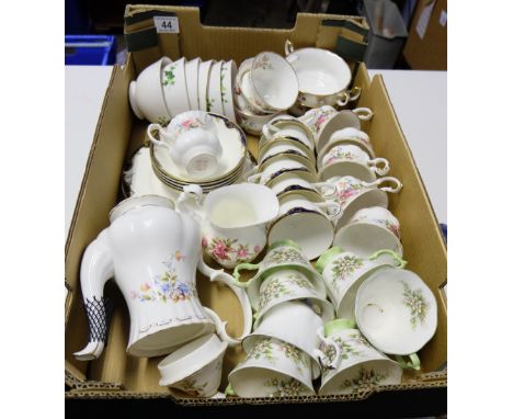 A collection of Royal Albert dinner & Tea Ware in various patterns including Orange Blossom, Moss Rose, Romance and Minton Ve