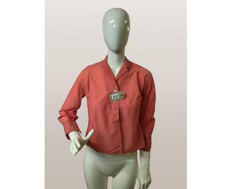 Vintage salmon rayon shirt blouse, size 10-12